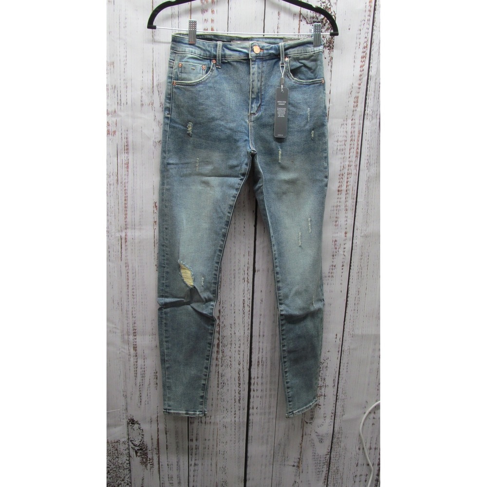Tractr Diane Mid Rise Slim Indigo Distressed Denim Jeans Womens Size 4/27